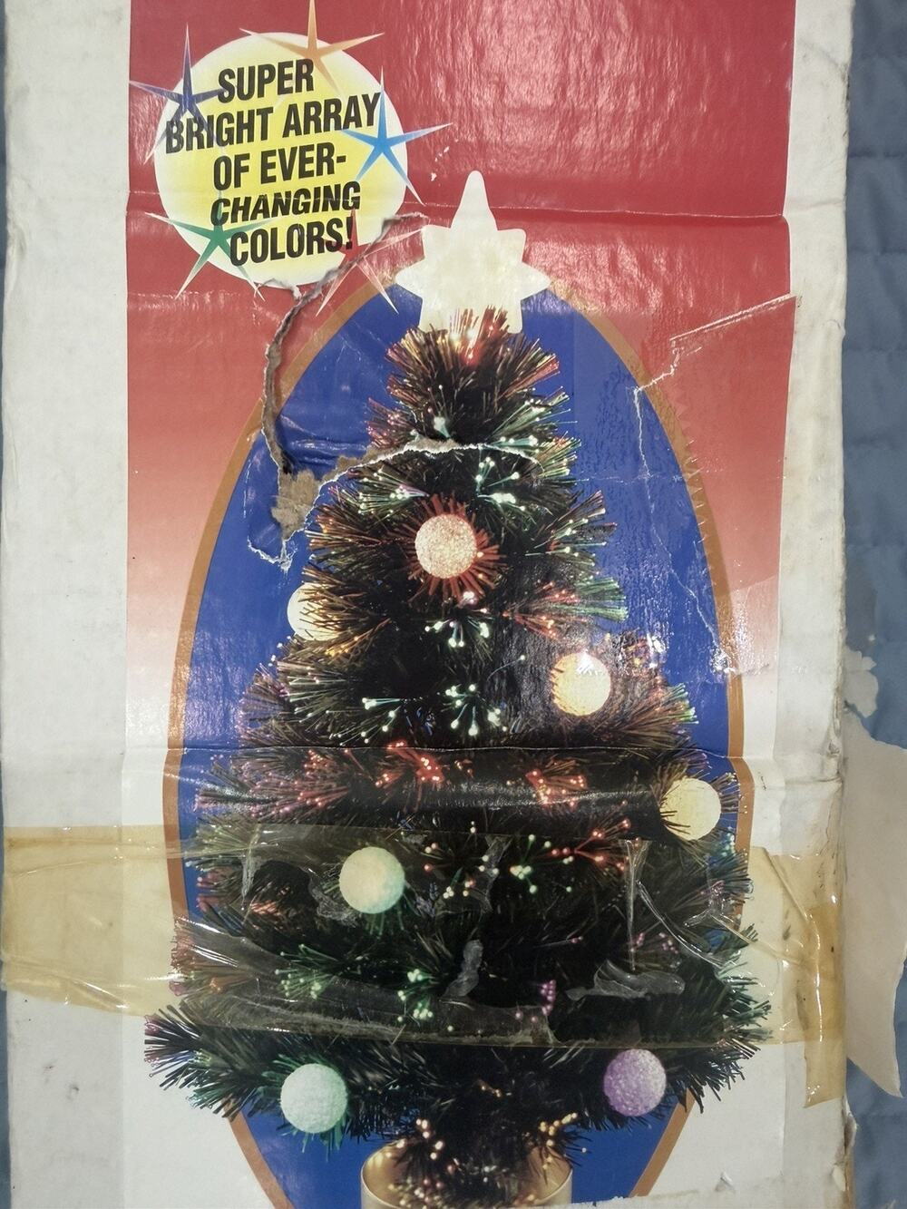 Vintage 32" Fiber Optic Colorful Snowball Christmas Tree, Tested, Never Used